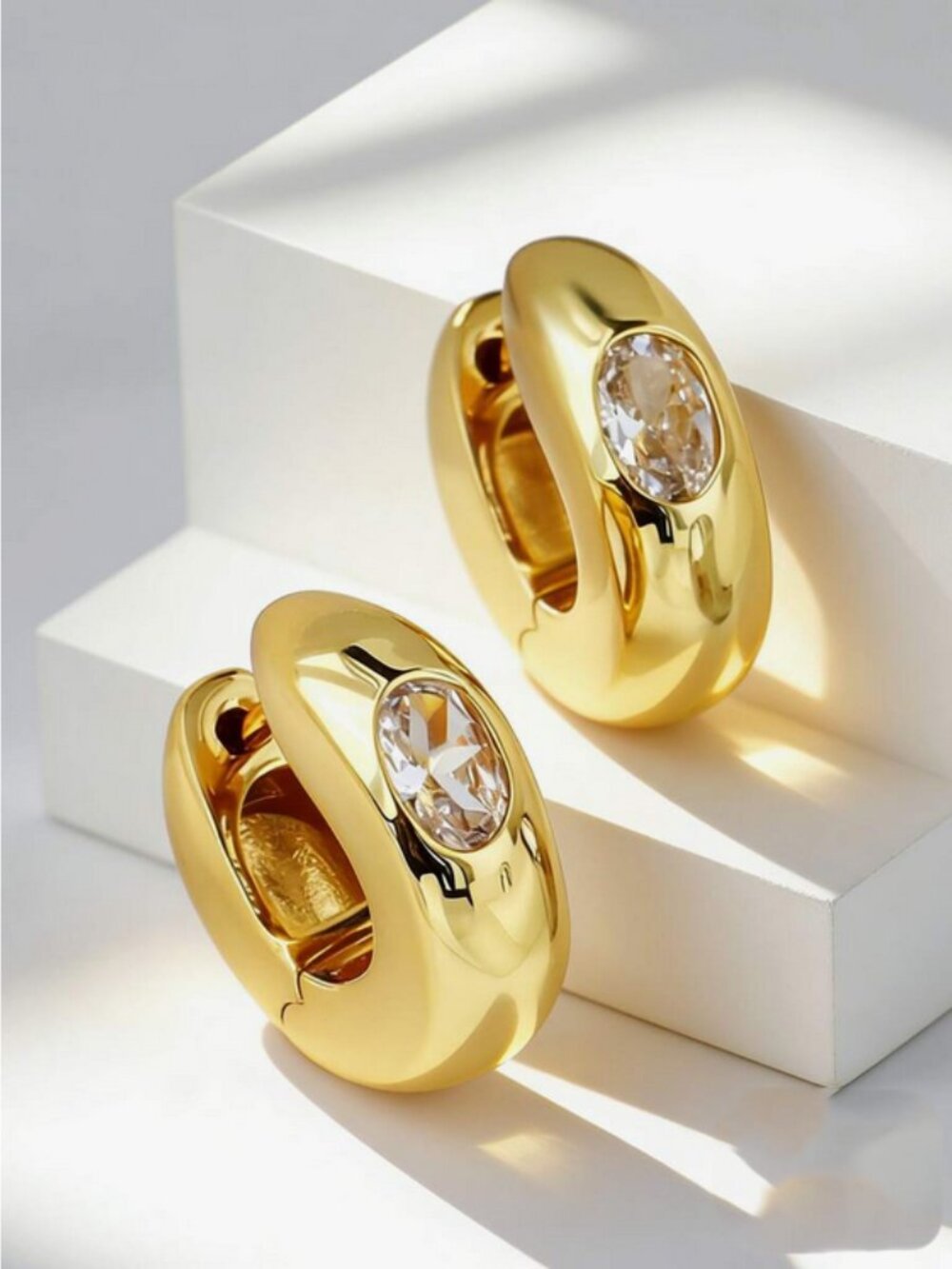 18K Gold Womens 2ct Diamond Small Hoop Earrings Ladies New 18 K Silver Jewelry